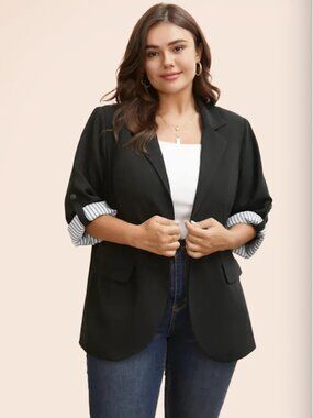 BloomChic Plus Size XL Casual Contrast Stripe Notched Lapel Blazers